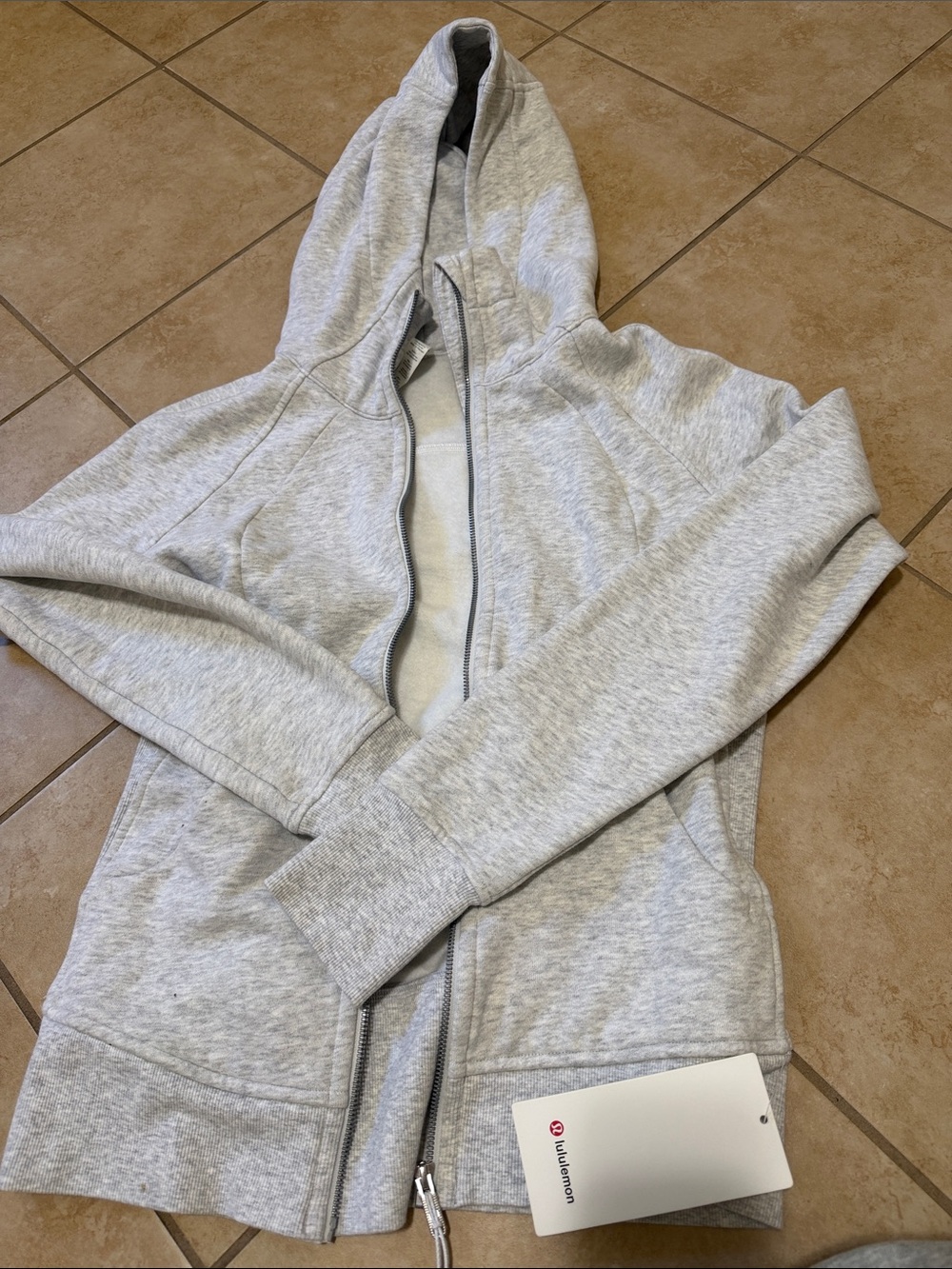 NWT Lululemon scuba full zip Hoodie light gray size 8 - Picture 1 of 6